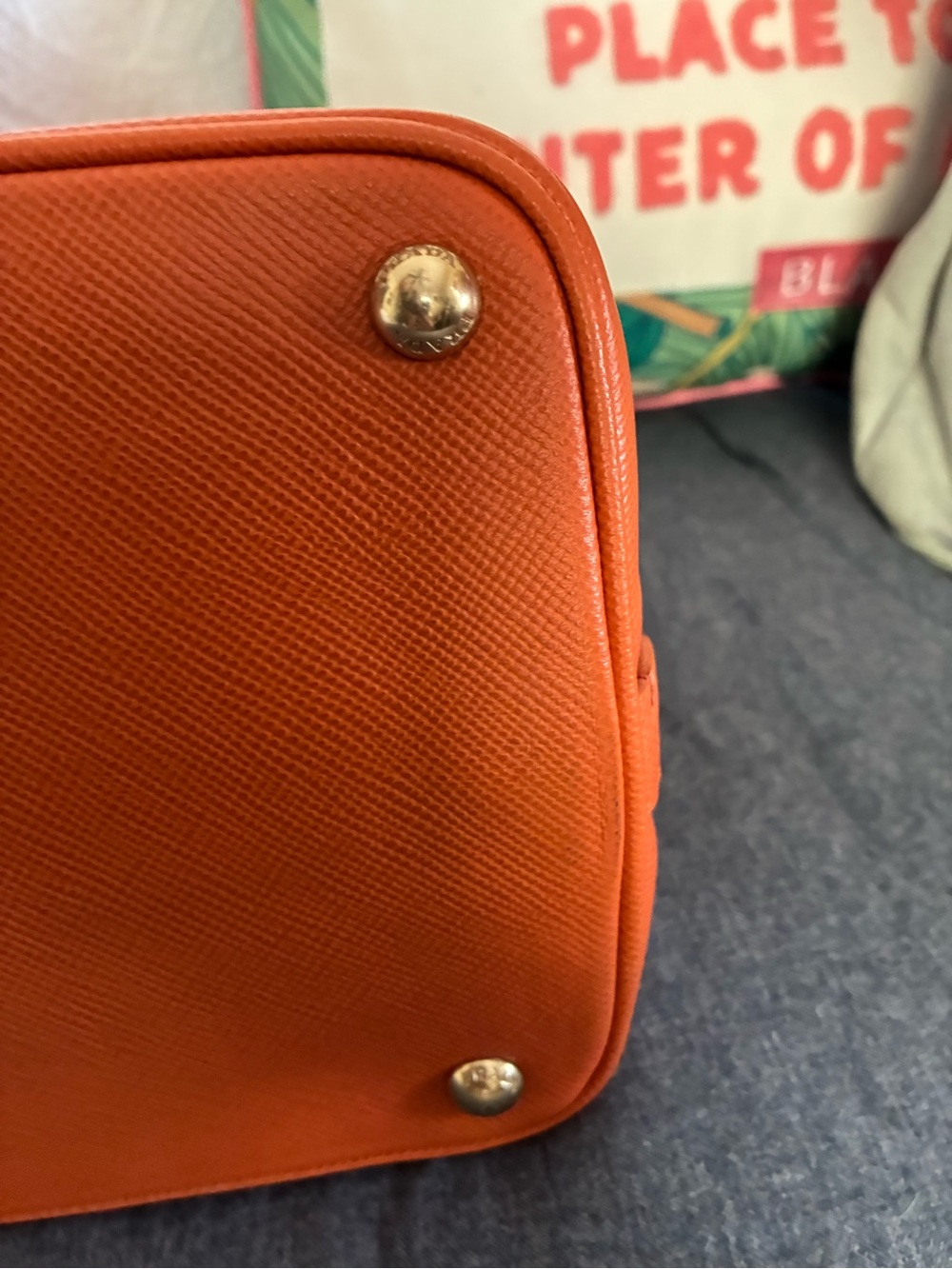 Prada Orange Saffiano Leather Bag with Gold Hardware - Picture 3 of 13